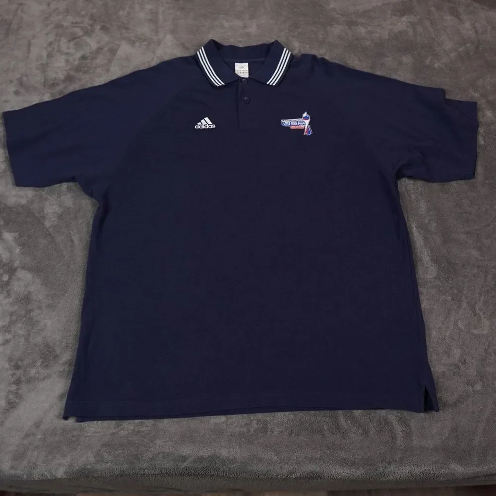 VTG Adidas‎ Shirt Mens Large Navy Blue Woman's World Cup 2003 Team USA 3 Stripes